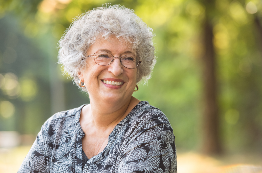 Grandma smiling gum